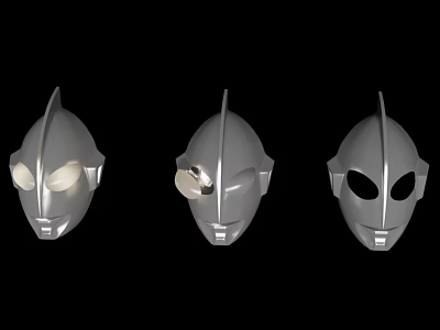 Stylish Silver Ultraman Helmet Set With Three Varied Eye Designs 3d model