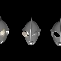Stylish Silver Ultraman Helmet Set With Three Varied Eye Designs