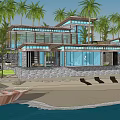 Modern Detached Villa With Palm Trees Beach And Ocean View