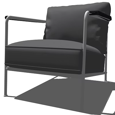 Modern Single Sofa With Black Cushion Metal Frame And Armrest Design 3d model
