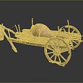 Traditional Wooden Cart with Clay Jar and Spoked Wheels in Rustic Design