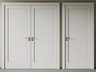 Sleek White Swing Doors With Single And Double Design And Metal Handles For Interior Home 3d model