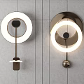 Modern Style Wall Lamps With Circular Illuminated Rings And Metal Bases On Tile Wall