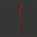 Scenic Decorative Archway Structure With Wooden Brown Curtains And Hanging Drapes