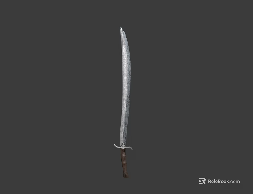 Long Metal Sword With Wooden Hilt And Classic Design On Dark Background 3d model 