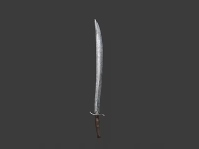 Long Metal Sword With Wooden Hilt And Classic Design On Dark Background 3d model