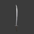 Long Metal Sword With Wooden Hilt And Classic Design On Dark Background