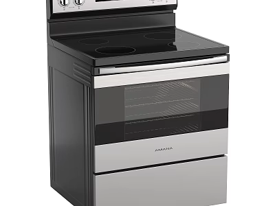 Amana Black and Stainless Steel Electric Kitchen Range Oven with Cooktop 3d model
