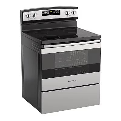 Amana Black and Stainless Steel Electric Kitchen Range Oven with Cooktop 3d model