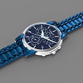 Blue Dial Wristwatch With Silver Case Metal Band And Multiple Sub Dials 3d model