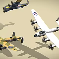 World War II Propeller Aircraft Bomber Fighter Model 3d model