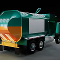 Green Garbage Truck With Rear Loader And Large Container For Waste Collection 3d model