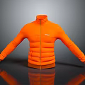Orange Puffer Jacket With Zipper Closure Warm Lightweight Casual Fashionable Design