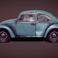 Vintage Blue Beetle Car With Classic Retro Body Design And Rounded Shape