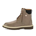 Brown Leather Lace Up Boots With Non Slip Rubber Sole And Ankle Design