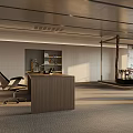 Modern Office Interior Design With Open Space Large Windows Sofa And Wooden Desk