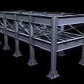 Steel Frame Building Component With Cross Braced Beams And Support Legs 3d model