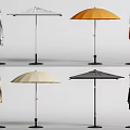 Open and Closed Outdoor Umbrellas in White Orange Beige Black with Stands
