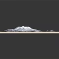 Natural Garden Landscape With Snowy Mountain Thick Snow Blue Ocean Rocky Terrain And Green Vegetation