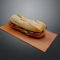 Chicken As Main Ingredient In Delicious Sandwich On Wooden Board