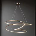 Modern Metallic Chandelier with Spiral Circular Rings and Illuminated Glowing Light for Contemporary Interior Design