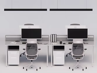 Office Desk and Chair Computer Chair Card Seat Computer Ornaments 3d model