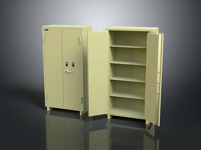 Practical Metal Storage Cabinet With Lockable Doors And Multiple Internal Shelves 3d model