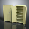 Practical Metal Storage Cabinet With Lockable Doors And Multiple Internal Shelves