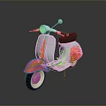 Vintage Red And Gray Motorcycle With Classic Headlight And Black Seat