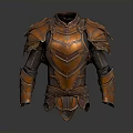 3D Rendered Medieval Body Armor With Metallic Orange Brown Luster Intricate Shoulder Design