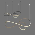 Modern Minimalist Pendant Lights with Twisted Ring Illuminated Design in Black and Beige