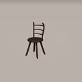 Rustic Wooden Single Chair With Ladder Backrest And Brown Padded Seat