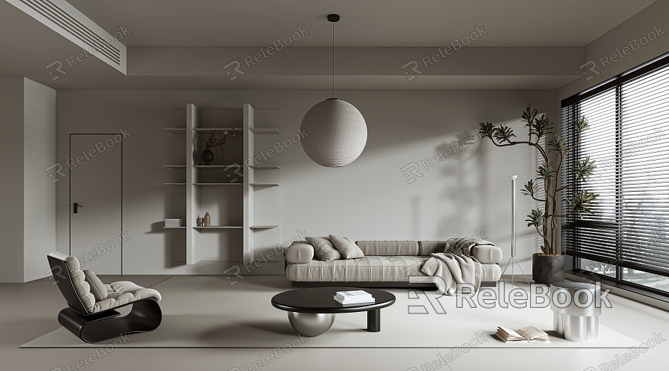 Quiet Living Room Minimalist Living Room Black and White Grey Living Room model