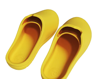 Yellow Soft Rubber Slippers With Simple Design And Non Slip Sole For Home Use 3d model