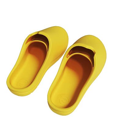 Yellow Soft Rubber Slippers With Simple Design And Non Slip Sole For Home Use 3d model