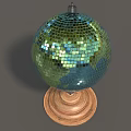 Decorative Globe With Mirrored Mosaic Surface On Wooden Stand For Home Decor