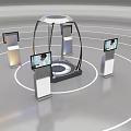 Modern Entertainment Electronics Display With Central Arched Structure And Multiple Screens 3d model