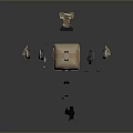 Tactical Weapon Equipment Components Featuring Helmet Optic Sight And Communication Headphones