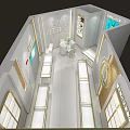 Elegant Modern Jewelry Store Interior With White Gold Display Counters And Glass Shelves