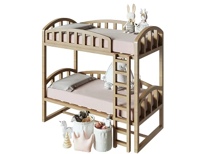 Modern Bed-Up Bunk Bed for Children 3d model