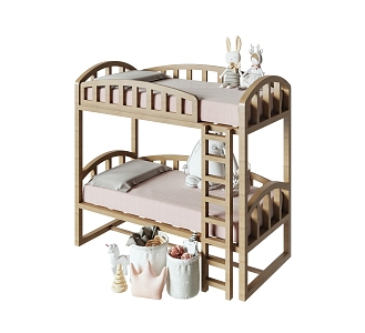 Modern Bed-Up Bunk Bed for Children 3d model