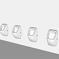 Modern White Urinals Mounted on Beige Wall in Public Restroom with Overhead Lighting