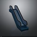 Modern Blue Escalator Design With Transparent Handrails Blue Steps And Shiny Base