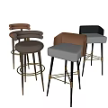 Modern Elegant Bar Stools With Soft Fabric Seats And Gold Metal Legs