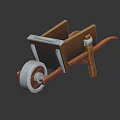 Garden Wooden Wheelbarrow With Metal Wheel And Sturdy Wooden Frame Design