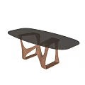 Modern Dining Table With Unique Copper Metal Legs And Black Textured Top 3d model