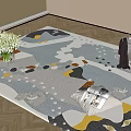 Modern Geometric Square Area Rug On Wooden Floor With Vase Magazines And Decor