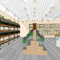 Floral Shop Interior With Green Plant Wall Flower Carts And Decorative Plants