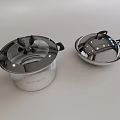 Shiny Stainless Steel Cookware Set Featuring Covered Pot And Frying Pan