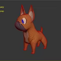 Cute Orange Dog Shaped Doll with Big Ears Blue Eyes and Cartoon Style Smooth Surface